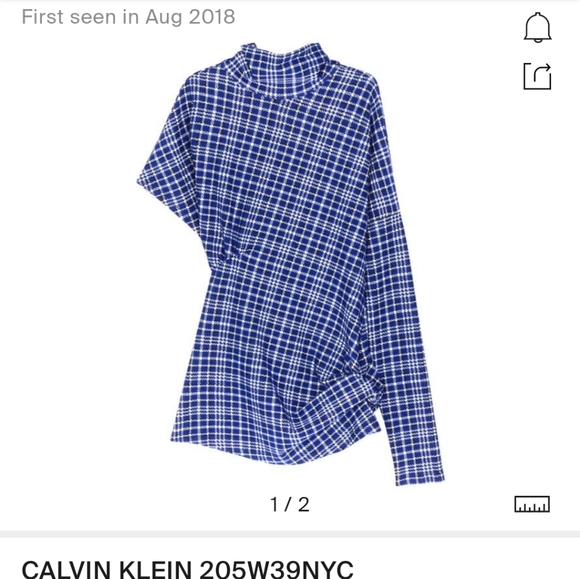 CALVIN KLEIN blue assymetric tartan top _ Italy